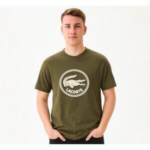Lacoste Mens Small Army Green 3D Print Crocodile Logo Cotton T-Shirt NEW